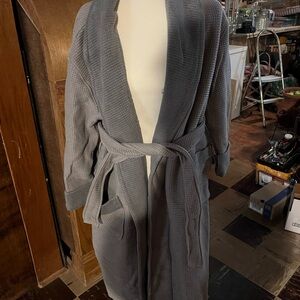 Gray Waffle Knit Robe